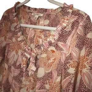 Banana republic earthy warm orange ethnic liberty floral silk gathered w…